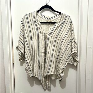 Striped Button-Up Women Top